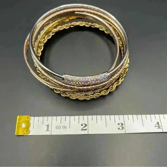 Shiny Statement Bracelets Gold-tone & Rose-gold-tone & Crystal Lot of 6 - Picture 8 of 9